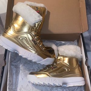 Gold Fila Boots